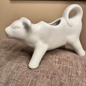 White Ceramic Cow Creamer Pitcher Country Farmhouse